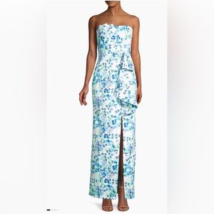Parker Roberta Gown floral print white, blue, light purple
